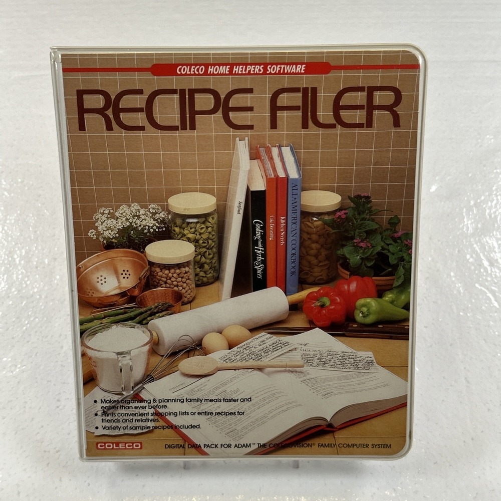 Vintage Recipe Filer Coleco Home Helpers Software For Adam Computer Complete